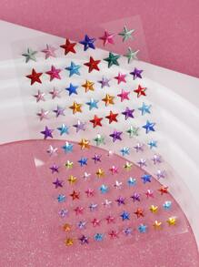 1張不同尺寸和顏色皆有的3d五角星形人造寶石臉部鑲嵌貼紙,可用於diy音樂節y2k Cosplay F派對眼部和臉部裝飾 - 彩色 - 查看 4