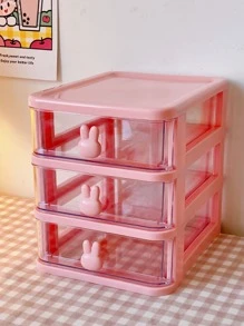 1 Hộp Nhựa Bảo Quản, Hình Thỏ Dễ Thương Trang Trí Máy Tính Để Bàn Hộp Bảo Quản Cho Gia Đình - Hồng - Xem 1