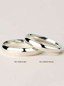 2入組/套情侶極簡戒指 - 銀色 - 查看 3