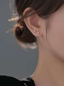 Bông tai hình tròn - Bạc - Xem 1