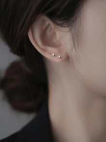 Bông tai hình tròn - Bạc - Xem 2