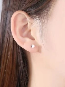 Bông tai hình tròn - Bạc - Xem 4