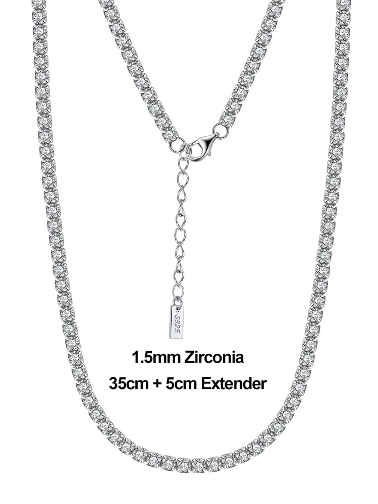 ORSA JEWELS Collar de plata con decoración de circonita cúbica para mujer, joyería fina para boda nupcial - Plateado - Añade 5