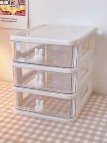 1 pieza Caja de almacenamiento de escritorio de plástico escritorio almacenamiento moderno multicapas para casa - Blanco - Ver 1