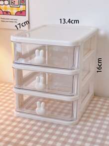 1 pieza Caja de almacenamiento de escritorio de plástico escritorio almacenamiento moderno multicapas para casa - Blanco - Ver 3