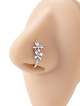 Cubic Zirconia Butterfly Decor Nose Cuff
