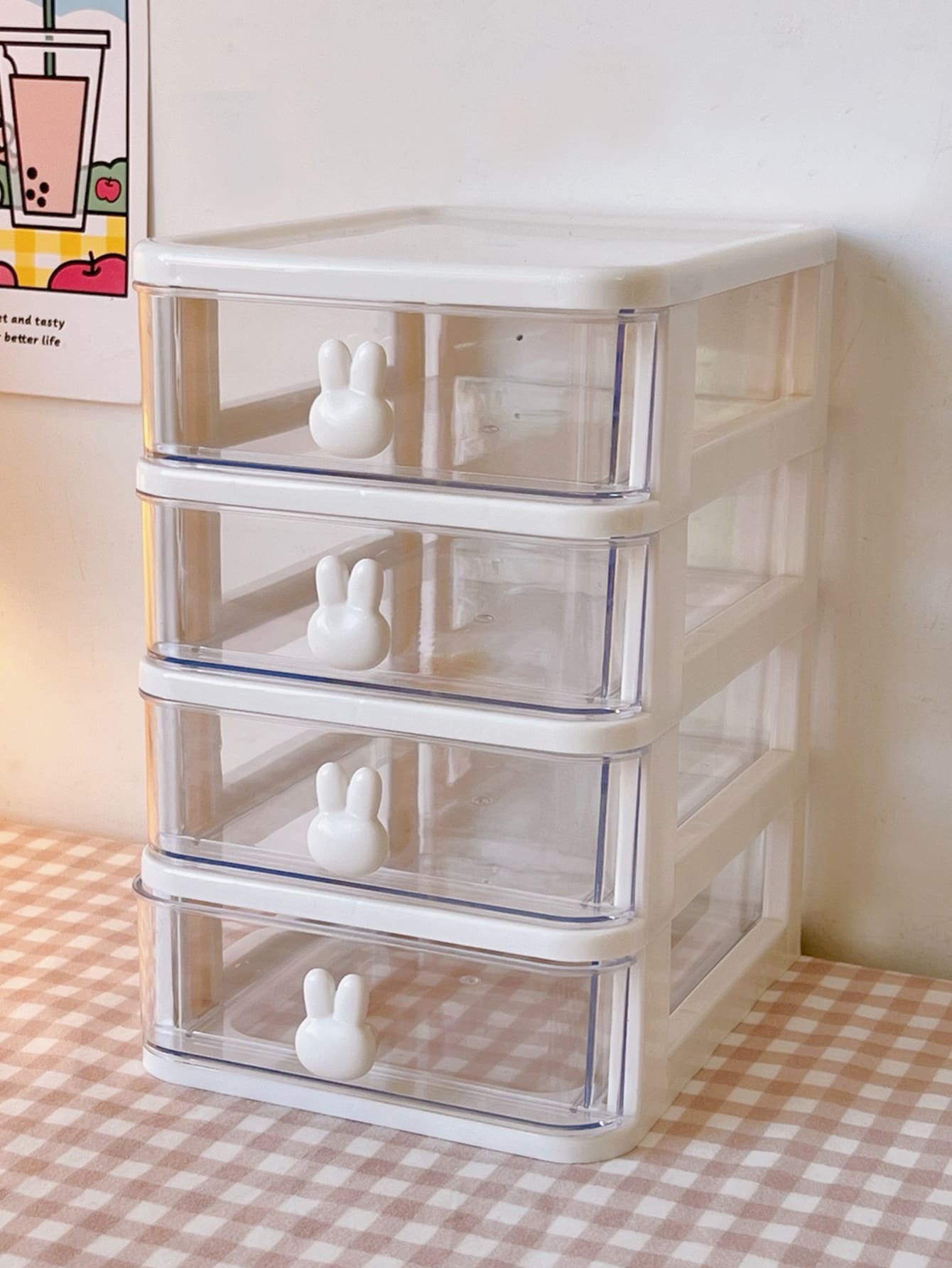 1 Hộp Nhựa Bảo Quản Thỏ Trang Trí Nhiều Lớp Để Bàn Hộp Bảo Quản Cho Gia Đình - trắng - Xem 1