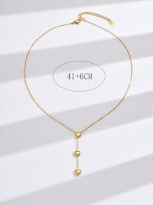 Un collier en acier inoxydable de style mode élégant et simple de style japonais et coréen avec trois glands amoureux. Chaîne à la clavicule convenant à un port quotidien. Idéal pour la Saint-Valentin, la mère, la fête des mères, en cadeau - Or jaune - Voir 3