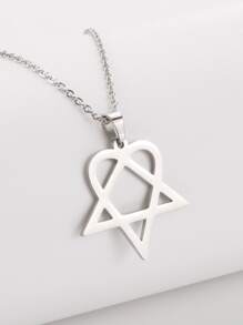 1 chiếc vòng cổ mặt hình trái tim và hình tam giác bằng thép không gỉ thời trang dành cho phụ nữ để trang trí hàng ngày cho ngày lễ tình nhân, mẹ, mẹ, ngày của mẹ, quà tặng - Bạc - Xem 1