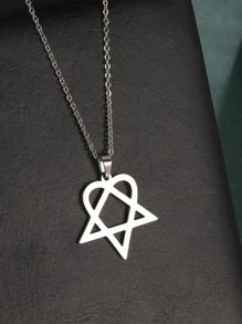 1 chiếc vòng cổ mặt hình trái tim và hình tam giác bằng thép không gỉ thời trang dành cho phụ nữ để trang trí hàng ngày cho ngày lễ tình nhân, mẹ, mẹ, ngày của mẹ, quà tặng - Bạc - Xem 2