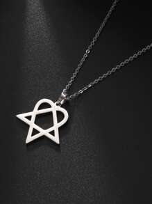 1 chiếc vòng cổ mặt hình trái tim và hình tam giác bằng thép không gỉ thời trang dành cho phụ nữ để trang trí hàng ngày cho ngày lễ tình nhân, mẹ, mẹ, ngày của mẹ, quà tặng - Bạc - Xem 3