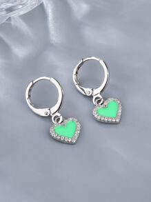 Rhinestone Decor Heart Drop Earrings - Multicolor - View 1