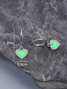 Rhinestone Decor Heart Drop Earrings - Multicolor - View 4