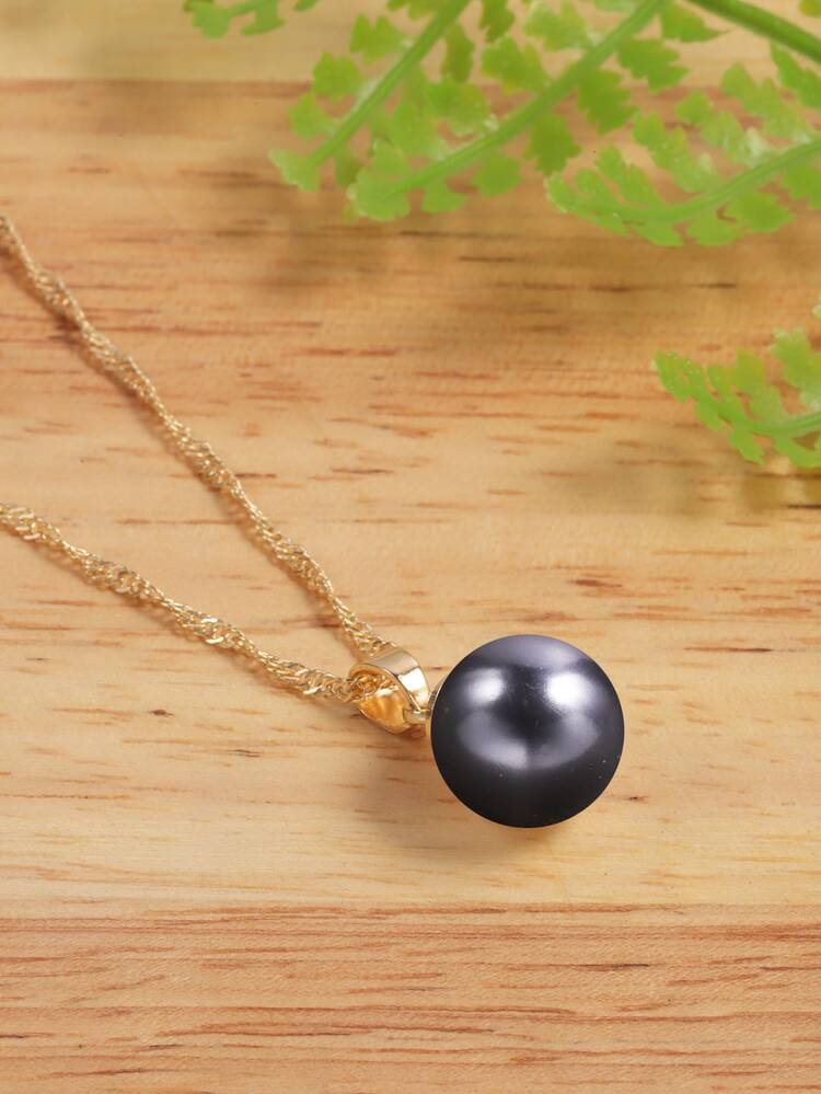 Vòng cổ ngọc trai giả - Xám - Xem 3
