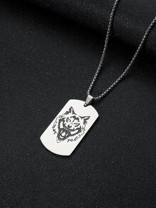 Hombres Collar lobo cabeza con diseño geométrico - Multicolor - Ver 2