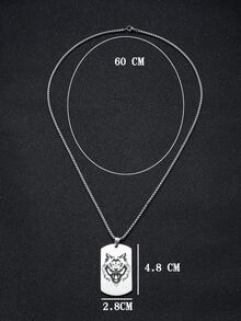 Hombres Collar lobo cabeza con diseño geométrico - Multicolor - Ver 3