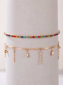 2 cái/bộ Vòng chân trang trí bằng kim cương giả - Nhiều màu - Xem 2