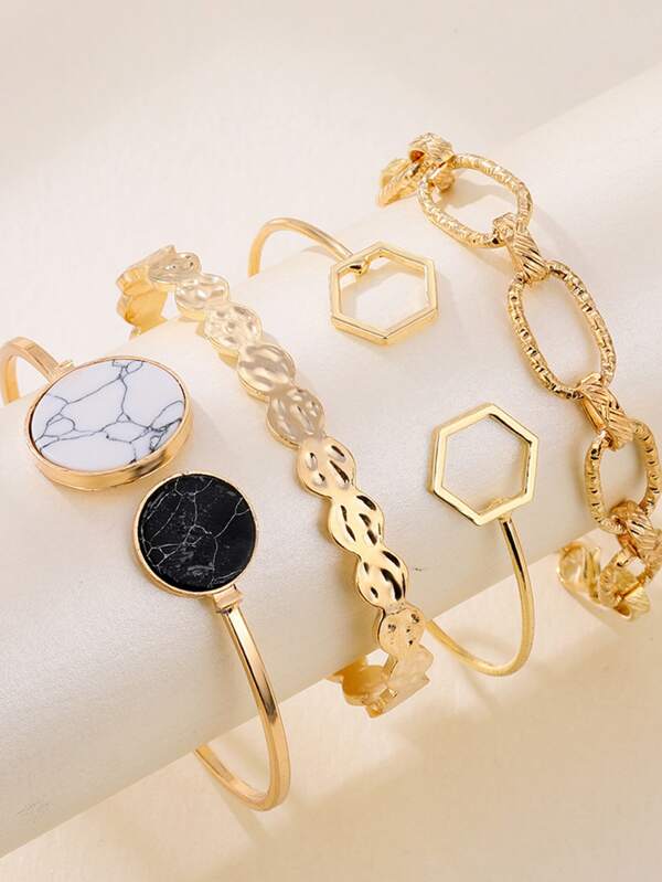 4 pièces/set Bracelets ouverts à la mode en turquoise