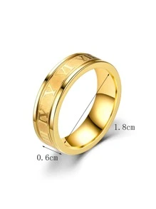 Fashionable and Popular Men Roman Numeral Detail Ring Stainless Steel for Jewelry Gift and for a Stylish Look