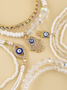 9pcs Bohemian Style Evil Eye Beaded Bracelet - Multicolor - View 3