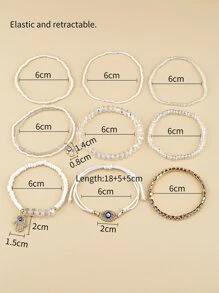9pcs Bohemian Style Evil Eye Beaded Bracelet - Multicolor - View 4
