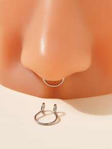 2pcs/set Fashionable Minimalist Nose Cuff Stainless Steel For Women & Men No Piercing Needed Septum Body Jewelry, Stainless Steel Jewelry