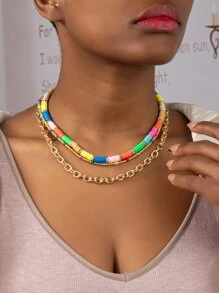 Gargantilla de color combinado a capas - Multicolor - Ver 1