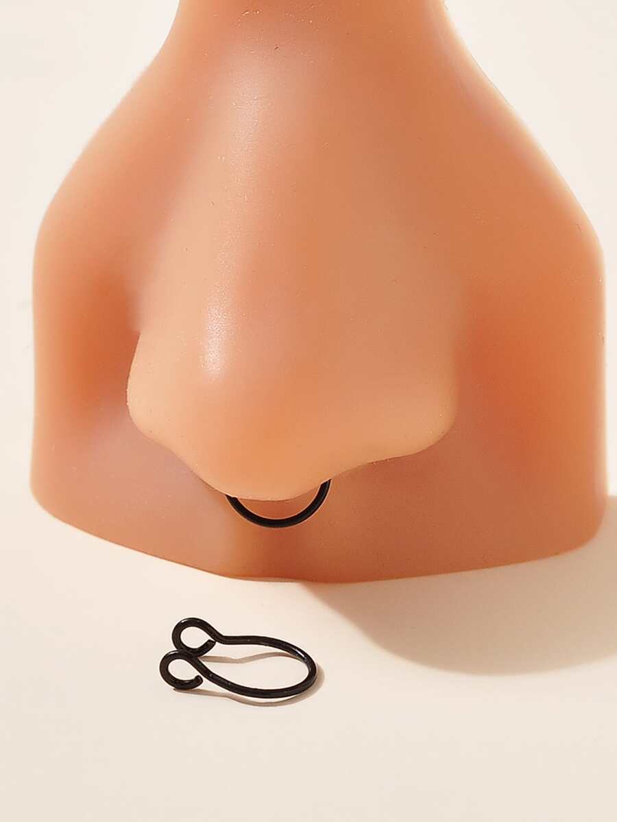 2入組/套極簡不銹鋼鼻環適合女士和女孩,不銹鋼首飾類哥特龐克首飾類