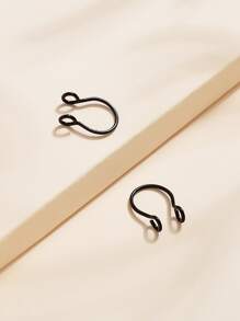 2入組/套極簡不銹鋼鼻環適合女士和女孩,不銹鋼首飾類哥特龐克首飾類 - 黑色 - 查看 3
