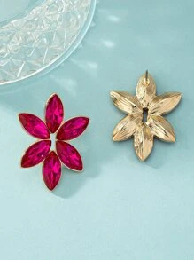 Rhinestone Decor Stud Earrings - Hot Pink - View 4