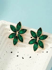 Clous d'oreilles avec strass - Vert - Voir 2