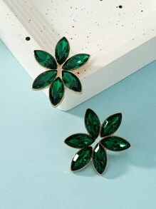 Clous d'oreilles avec strass - Vert - Voir 3