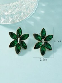 Clous d'oreilles avec strass - Vert - Voir 5