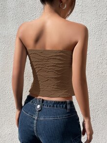 SHEIN EZwear Solid Tube Top - Coffee Brown - View 2