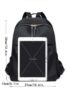 Mochila con diseño metálico con bolsillo delantero - Negro - Ver 3