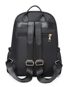 Mochila con diseño metálico con bolsillo delantero - Negro - Ver 6