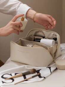 1pc Multi-layer Toiletry Travel Bag, Portable Wash Bag For Travel - Apricot - View 4