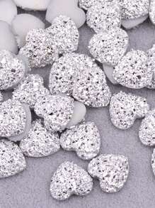 100 cái/bộ trang trí thiết kế đá Rhinestone, trang trí DIY hình trái tim sáng tạo để may vá - Bạc - Xem 1