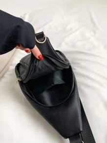 Mini Vải in nổi Của phụ nữ Đơn giản Túi Sling , Hợp thời Da giả Túi đeo chéo , Đa Túi Ngực Ví Nhiều ngăn Túi Sling Của phụ nữ Retro Dây kéo Túi đeo ngực Textured Da giả Túi đeo chéo , Hoàn hảo Đối với Ngựa Cưỡi - màu đen - Xem 4