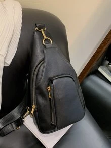 Mini Vải in nổi Của phụ nữ Đơn giản Túi Sling , Hợp thời Da giả Túi đeo chéo , Đa Túi Ngực Ví Nhiều ngăn Túi Sling Của phụ nữ Retro Dây kéo Túi đeo ngực Textured Da giả Túi đeo chéo , Hoàn hảo Đối với Ngựa Cưỡi - màu đen - Xem 7