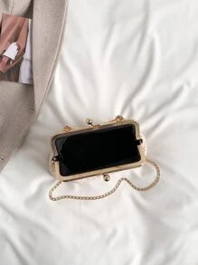 Kiss Lock Straw Bag Top Handle Beige - Beige - View 4