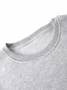 SHEIN LUNE Plus Leopard & Heart Print Thermal Lined Sweatshirt - Light Grey - View 4