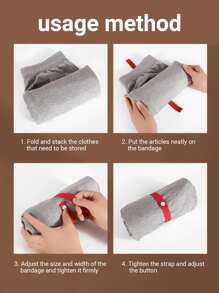 1pc Polyester Storage Elastic Band, Minimalist Clothes Organizer Tie For Home - Grey - View 4