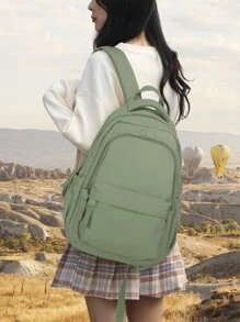 Cute School Bag For Teenager Girls Middle School Backpack College Students Book-Bag For Teen Girls Stylish Heart Shape Shoulder Bag, Gothic Zipper Crossbody Bag, Women Y2K Style Purse For Valentine's Day - Green - View 2