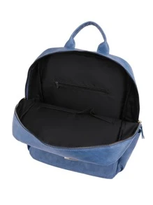 Metal Decor Functional Backpack Zipper Adjustable Strap - Blue - View 4