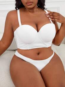 Plus Solid Underwire Bra - White - View 5