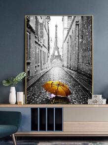 1入組ABSDIY鑽石畫現代主義傘和塔圖案DIY鑽石畫無框適合家用 - 彩色 - 查看 1