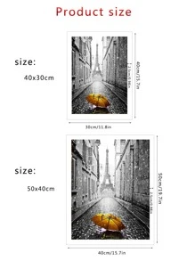 1入組ABSDIY鑽石畫現代主義傘和塔圖案DIY鑽石畫無框適合家用 - 彩色 - 查看 3