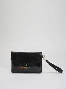 Holographic Flap Square Bag - Black - View 1