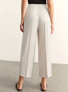BizChic Wide Leg Cropped Trousers - Beige - View 2